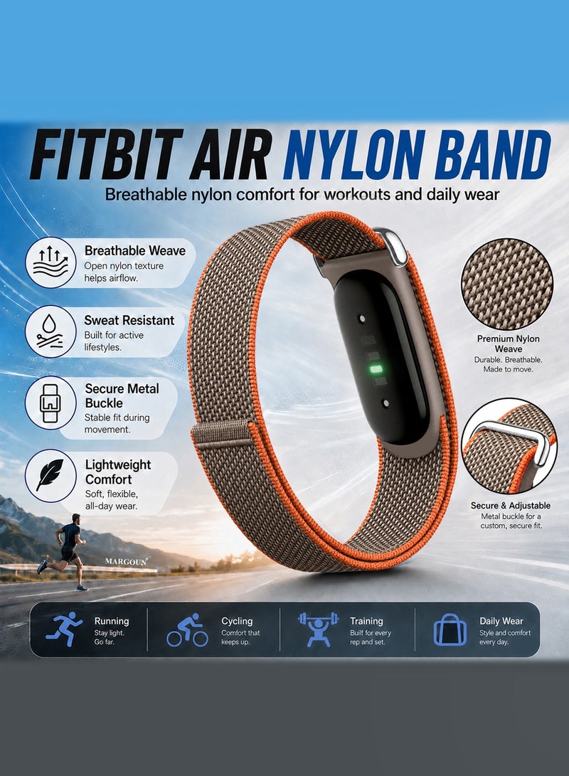 CATANES Woven Nylon Replacement Bands for Google Fitbit Air – Breathable Stretch Elastic Sport Watch Straps – Comfortable Lightweight Wristband for Screenless Tracker - Polka Dot Orange - Image 3