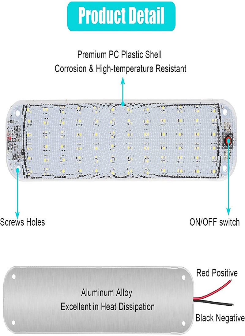 KASTWAVE LED Interior Lights 72 LEDs Light Strips 4PCS 12V Universal Car Roof Bright Interior Light with ON/OFF Switch 10W White Lamp for Van Car Auto Camper Bus Caravan Boat Motorhome Kitchen  - Image 5