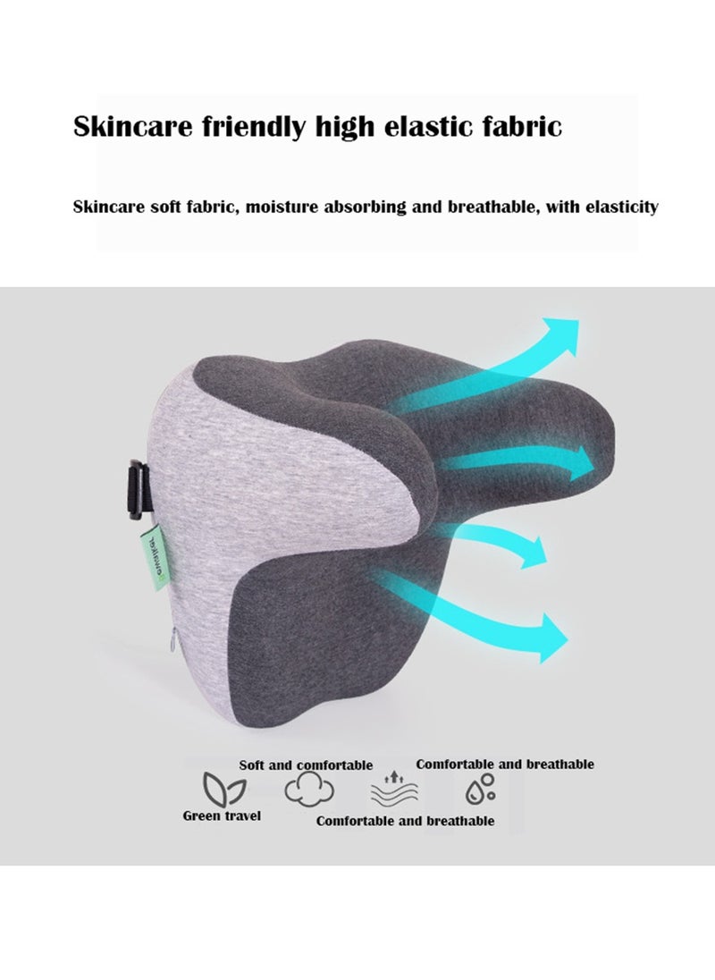 Arabest - Travel Pillow, Memory Foam, Sleep Rest Storage Bag for Airplane Neck Pillow, Gray - Image 1