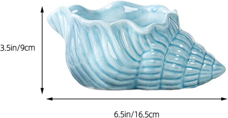Ceramic Conch Ashtray Large Blue Ash Storage Holder Reusable Decorative Ash Container for Living Room Tabletop Accessories - Image 2