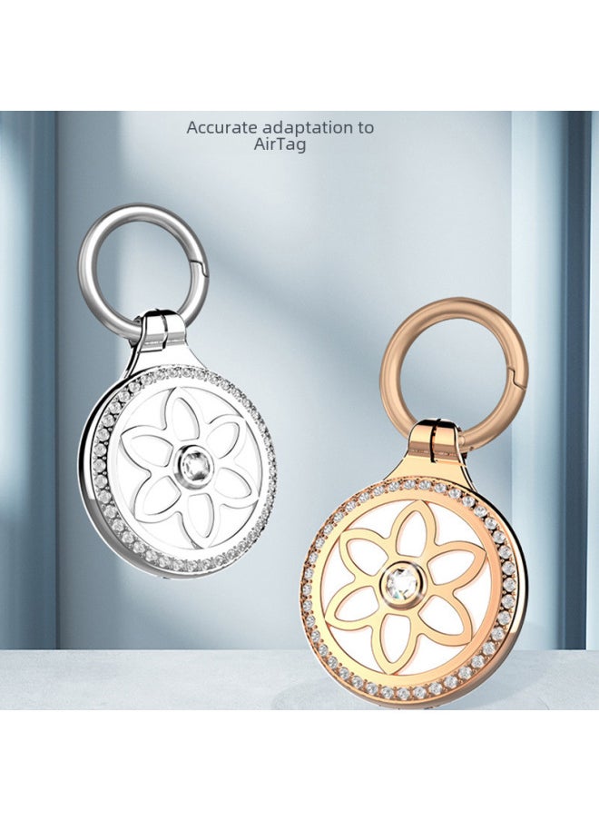 Generic - Suitable For Apple AirTags Anti-lost Metal Protective Shell Tag Collar Accessories Keychain Anti-scratch Lanyard-Color:Rose Gold - Image 1
