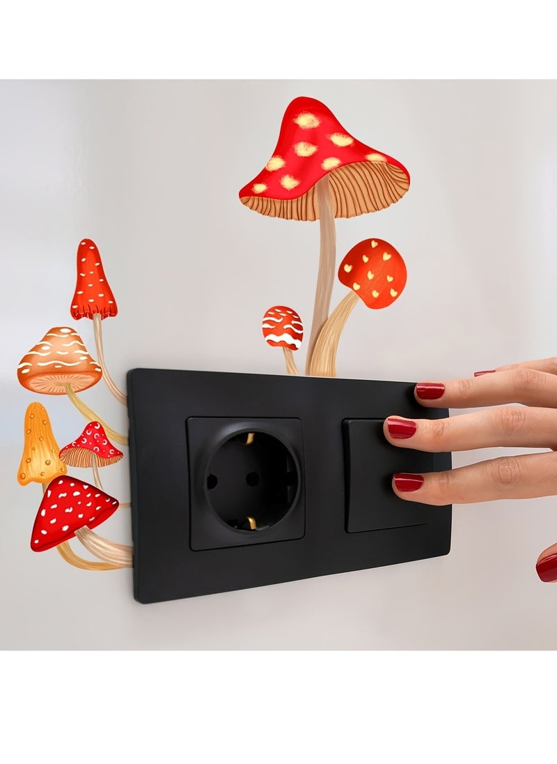 Generic - 1pc Luminous Mushroom Sticker Switch Guide - Glow in the Dark Cartoon Design for Easy Nighttime Navigation - Image 1