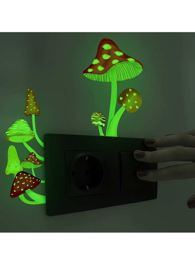 Generic - 1pc Luminous Mushroom Sticker Switch Guide - Glow in the Dark Cartoon Design for Easy Nighttime Navigation - Image 1