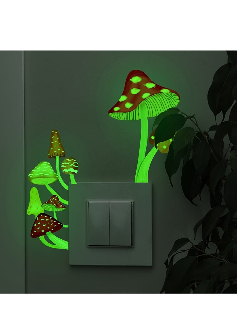 Generic - 1pc Luminous Mushroom Sticker Switch Guide - Glow in the Dark Cartoon Design for Easy Nighttime Navigation - Image 1