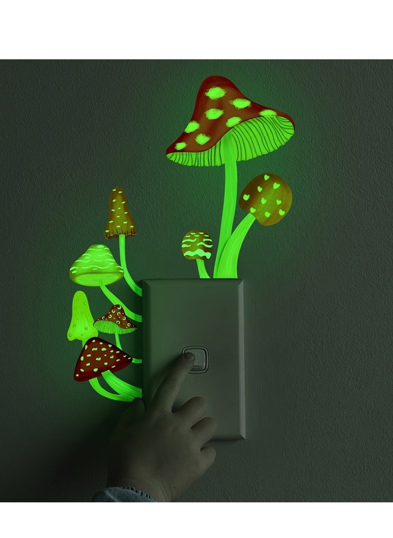 Generic - 1pc Luminous Mushroom Sticker Switch Guide - Glow in the Dark Cartoon Design for Easy Nighttime Navigation - Image 1
