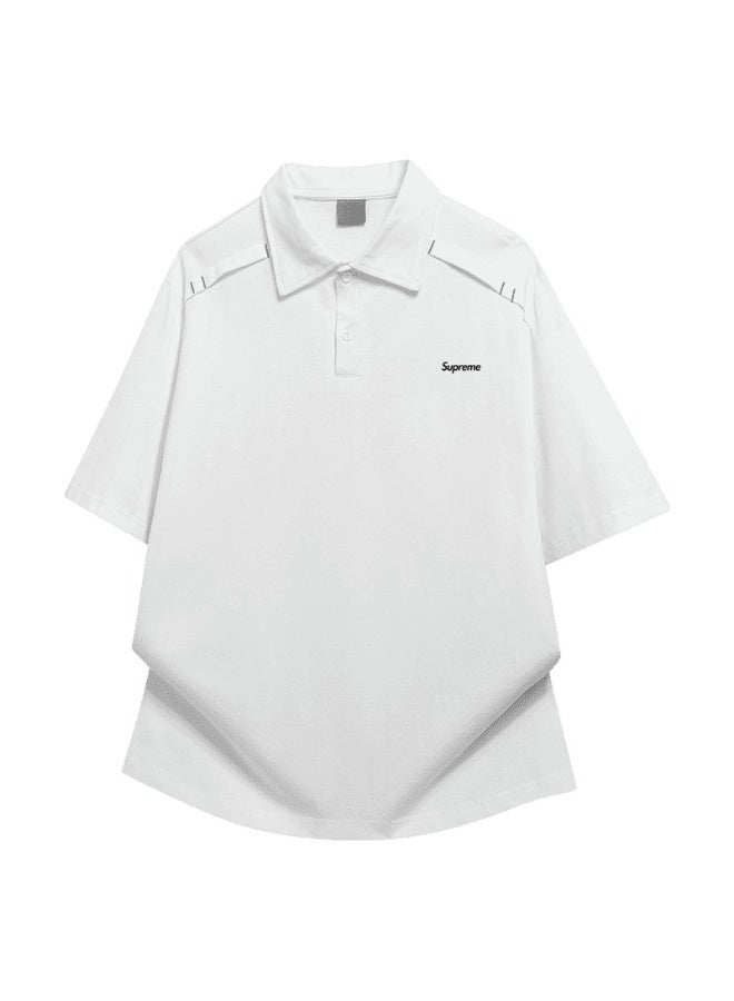 Supreme Shoulder Line Pressing Polo Shirts Short sleeves for men and women with loose and heavy lapels in summer - Image 3