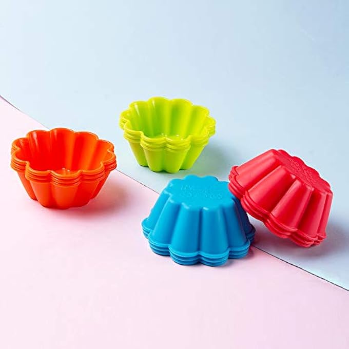 قوالب البريوش سيليكون مخدد زهرة أكواب الخبز سيليكون كب كيك بطانات 12 حزمة القصدير الكعك - Image 4