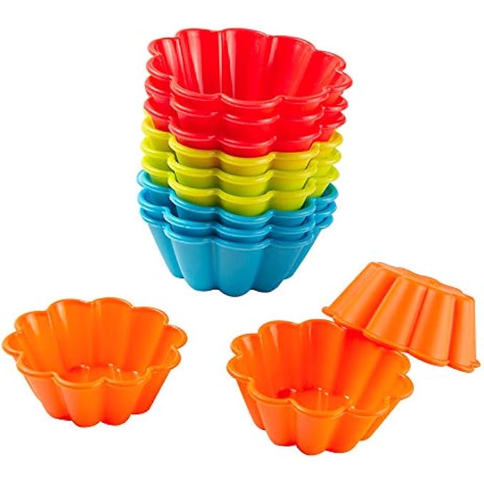 قوالب البريوش سيليكون مخدد زهرة أكواب الخبز سيليكون كب كيك بطانات 12 حزمة القصدير الكعك - Image 5