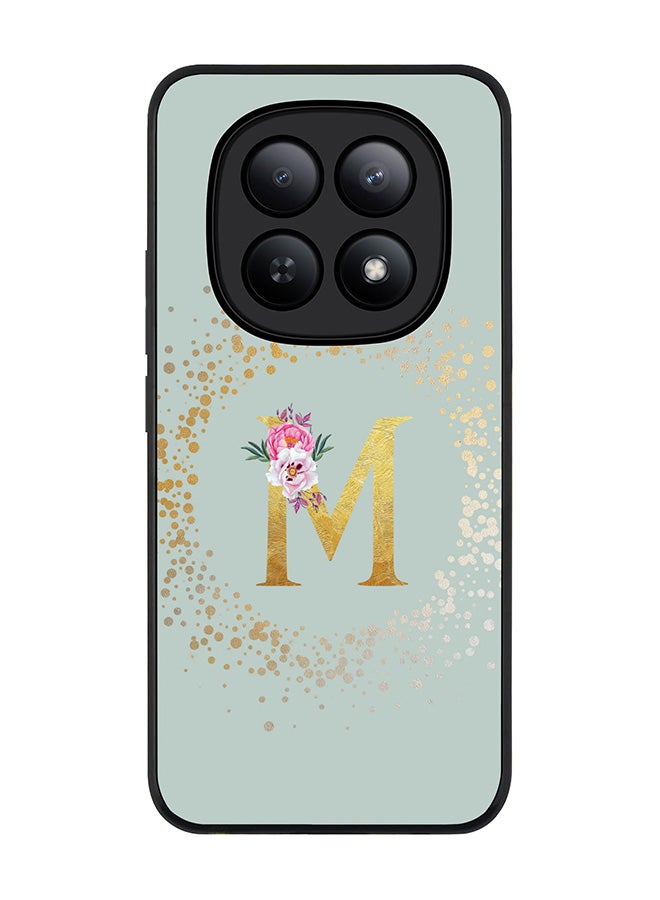For Xiaomi Redmi Note 15 5G / Poco M8 Case,Slim fit Camera Protection, Shockproof Thin Phone cover  - Custom Monogram Floral - M  (Light Grey )
