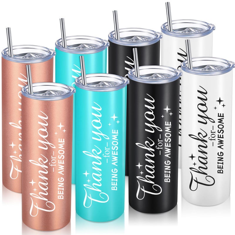 Sieral Thank You Gifts Appreciation Tumbler Employee Thank You for Being Awesome Stainless Steel Travel Tumbler 20 oz Graduation Gift Father Friends Mom Wife Coworker Women MenClassic Color8 Sets