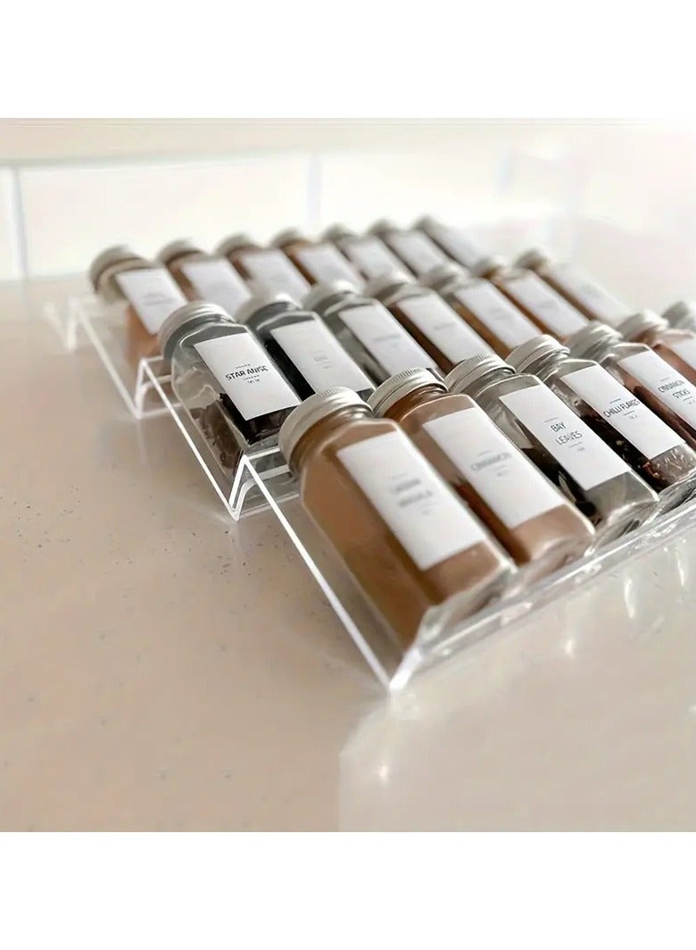 KITCHENOO Spice Drawer Organizer 8 Piece Clear Acrylic Slanted in Drawer Spice Jars  - Image 3