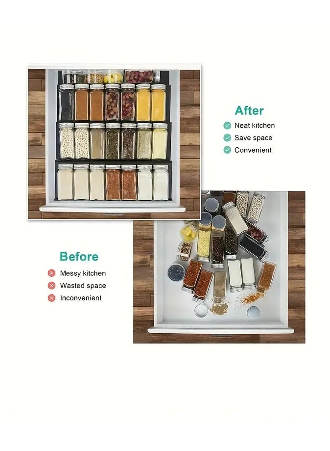 KITCHENOO Spice Drawer Organizer 8 Piece Clear Acrylic Slanted in Drawer Spice Jars  - Image 5