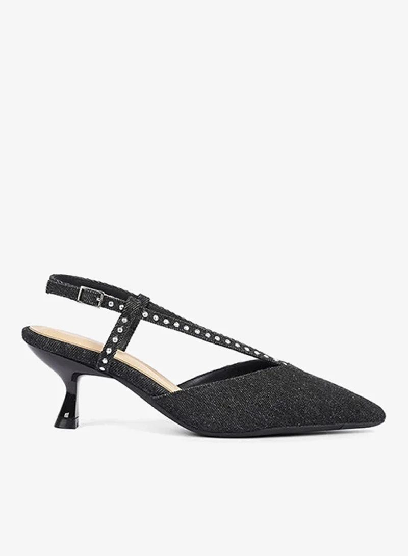 كابلي حذاء نسائي بكعب مزين بالدانتيل