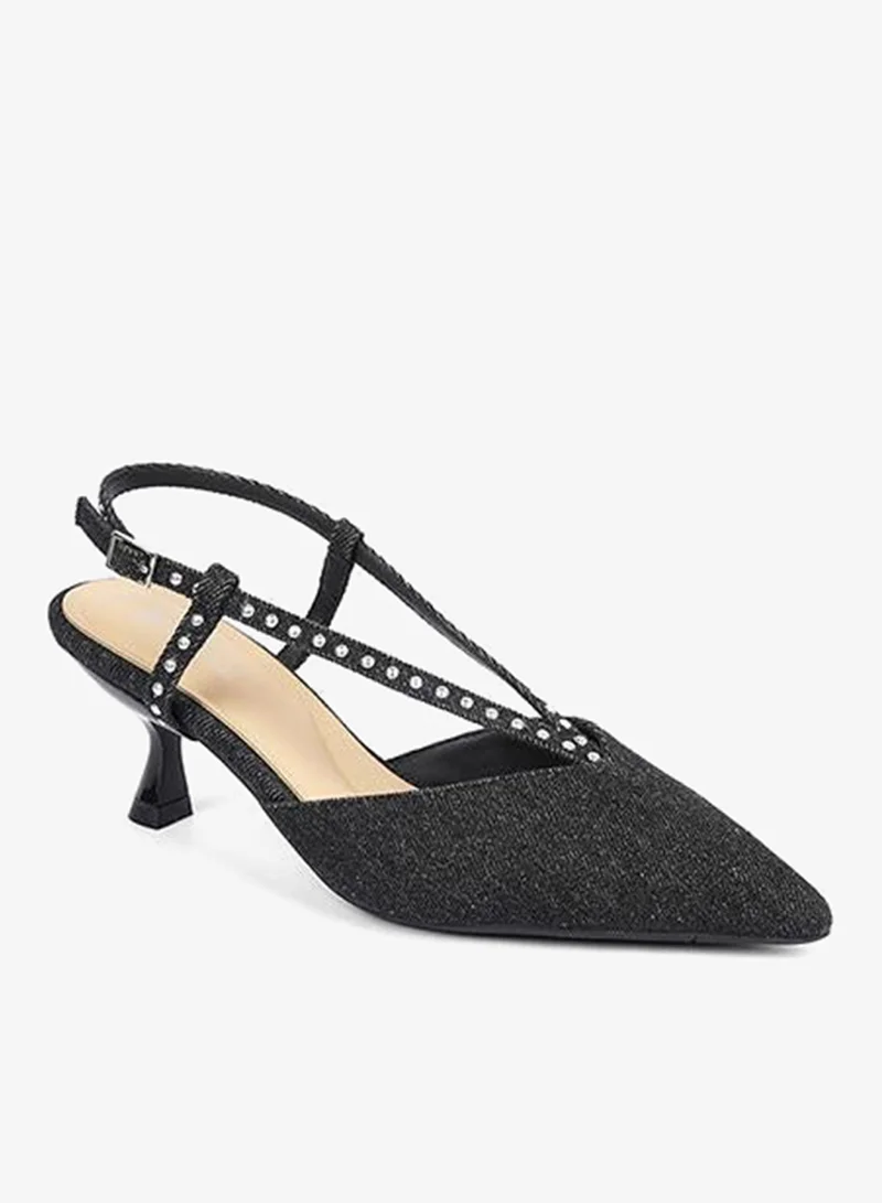 كابلي حذاء نسائي بكعب مزين بالدانتيل