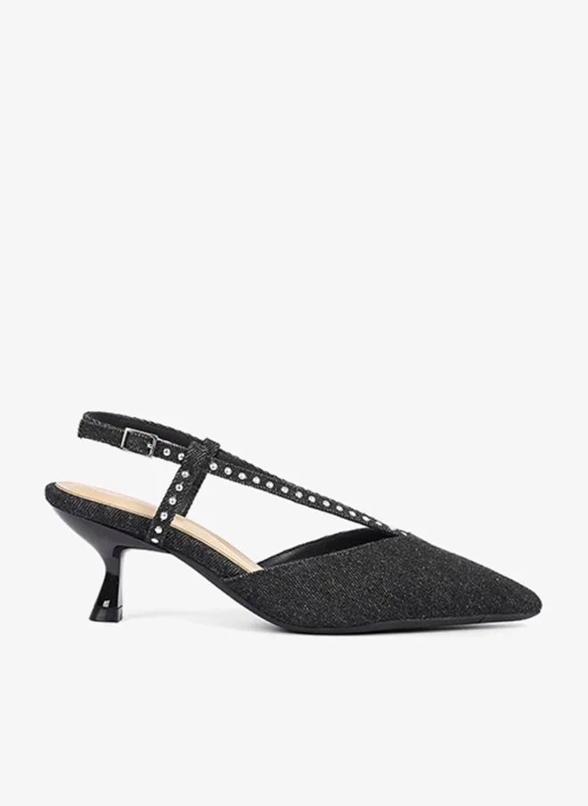 كابلي حذاء نسائي بكعب مزين بالدانتيل