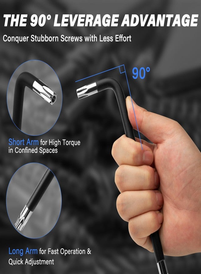 HAUTMEC طقم مفاتيح ألين توركس من هاوتمي، طقم مفاتيح ألين ستار من 9 قطع، طقم مفاتيح ألين ستار من T10 إلى T50 مع ترميز مرئي، فولاذ CR-V، رؤوس مثقبة ومقابض ملونة مانعة للانزلاق لإصلاح السيارات والدراجات والأثاث - Image 5