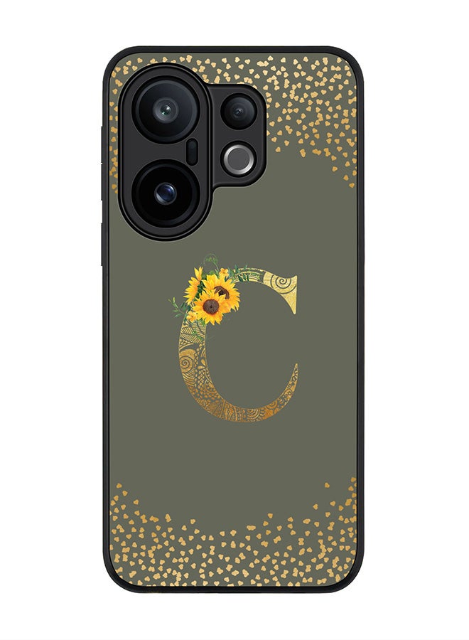 Stylizedd For vivo X200 FE / S30 Pro mini Case,Slim fit Camera Protection, Shockproof Thin Phone cover  - Custom Floral Monogram - C  (Olive Green )