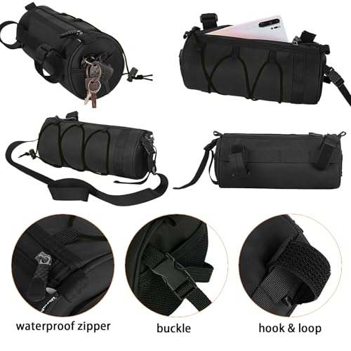 SCORYULE 2.5L Bike Handlebar Bag, Waterproof Bicycle Accessories, Bike Frame Front Pouch with Zipper and Shoulder Strap - Image 4