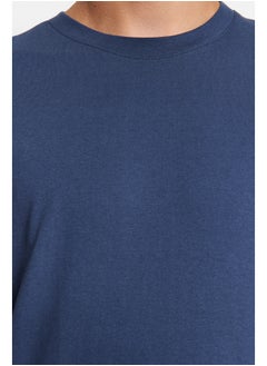 trendyol Grey-Ecru-Indigo Basic Slim/Narrow Fit 100% Cotton 3-Pack Crew Neck T-Shirt TMNSS19BO0007  - Image 5