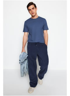trendyol Grey-Ecru-Indigo Basic Slim/Narrow Fit 100% Cotton 3-Pack Crew Neck T-Shirt TMNSS19BO0007  - Image 2