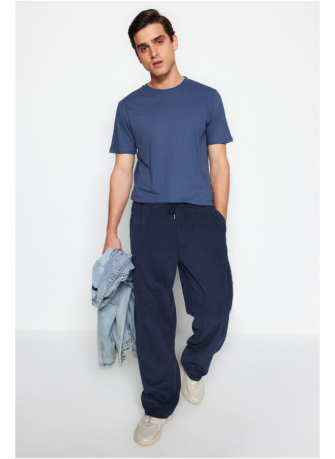 trendyol Grey-Ecru-Indigo Basic Slim/Narrow Fit 100% Cotton 3-Pack Crew Neck T-Shirt TMNSS19BO0007  - Image 2