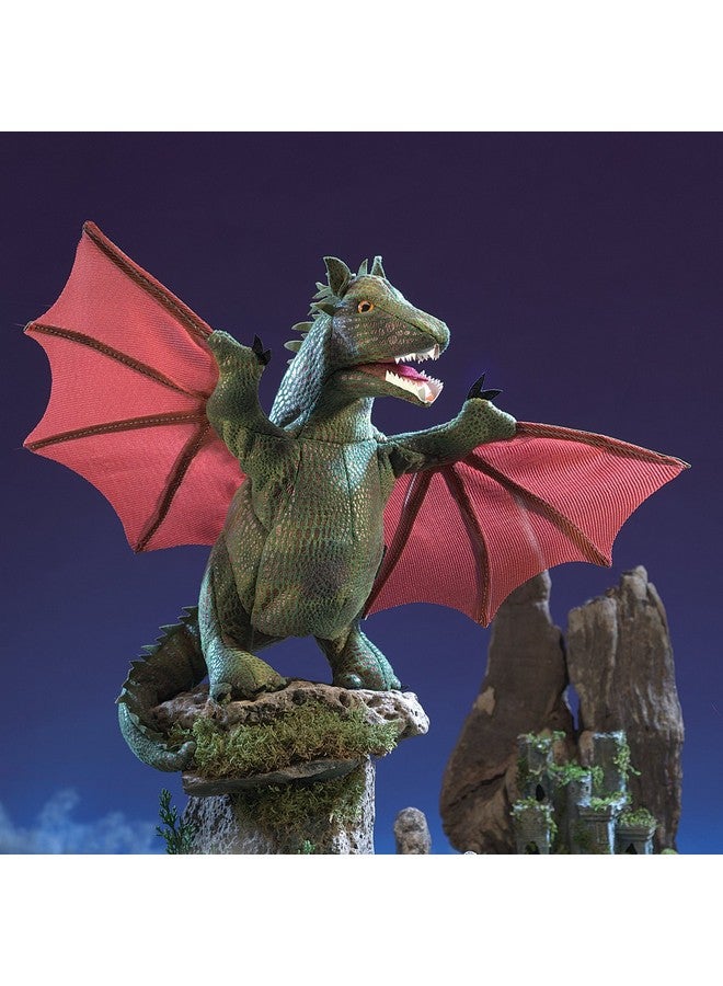 Folkmanis Winged Dragon Hand Puppet, Green, red, 1 ea - Image 2