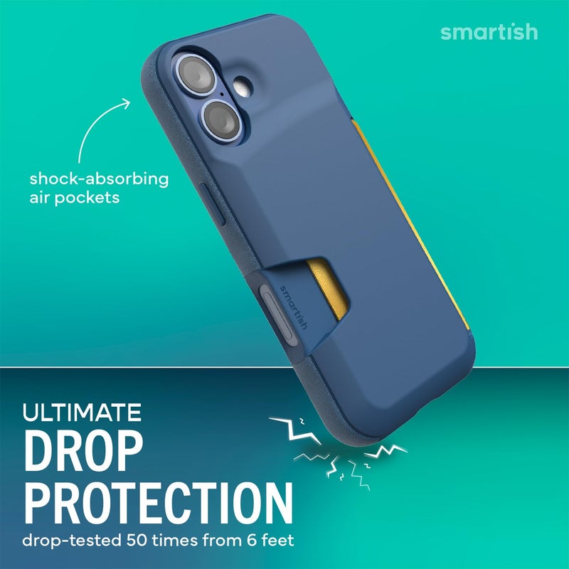 SmartishÂ® iPhone 17 Wallet Case - Wallet Slayer Vol. 1 [Slim + Protective] Credit Card Holder - Drop Tested Flip Hidden Card Slot Cover for Apple iPhone 17 - Blues on The Green - Image 3