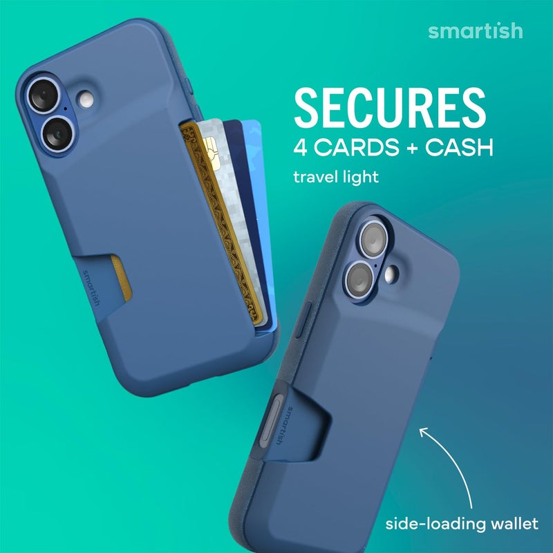 SmartishÂ® iPhone 17 Wallet Case - Wallet Slayer Vol. 1 [Slim + Protective] Credit Card Holder - Drop Tested Flip Hidden Card Slot Cover for Apple iPhone 17 - Blues on The Green - Image 2