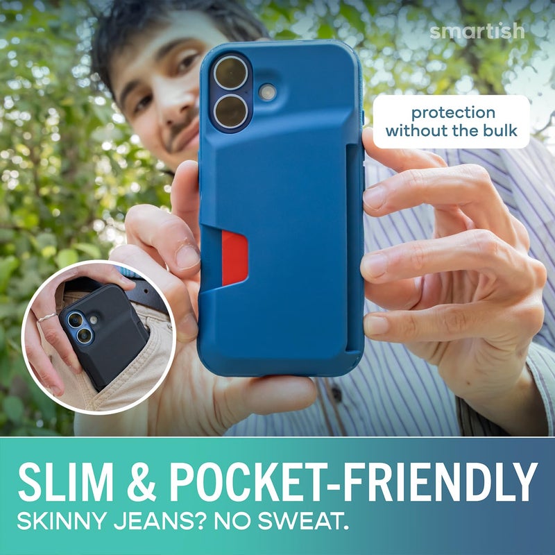 SmartishÂ® iPhone 17 Wallet Case - Wallet Slayer Vol. 1 [Slim + Protective] Credit Card Holder - Drop Tested Flip Hidden Card Slot Cover for Apple iPhone 17 - Blues on The Green - Image 4