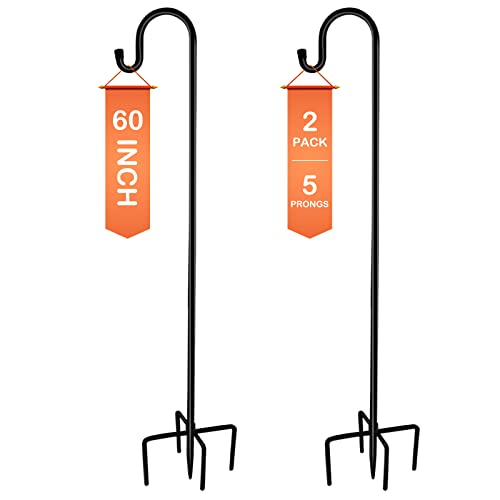 Ottsuls Shepherd-Hooks 60" Adjustable for Bird-Feeder Lantern Plant-Hook Garden-Stake - Plant Stand Hanger for Outdoor Flower Basket, Bird Feeder Hanger Weddings Decor (2 Pack) - Image 1
