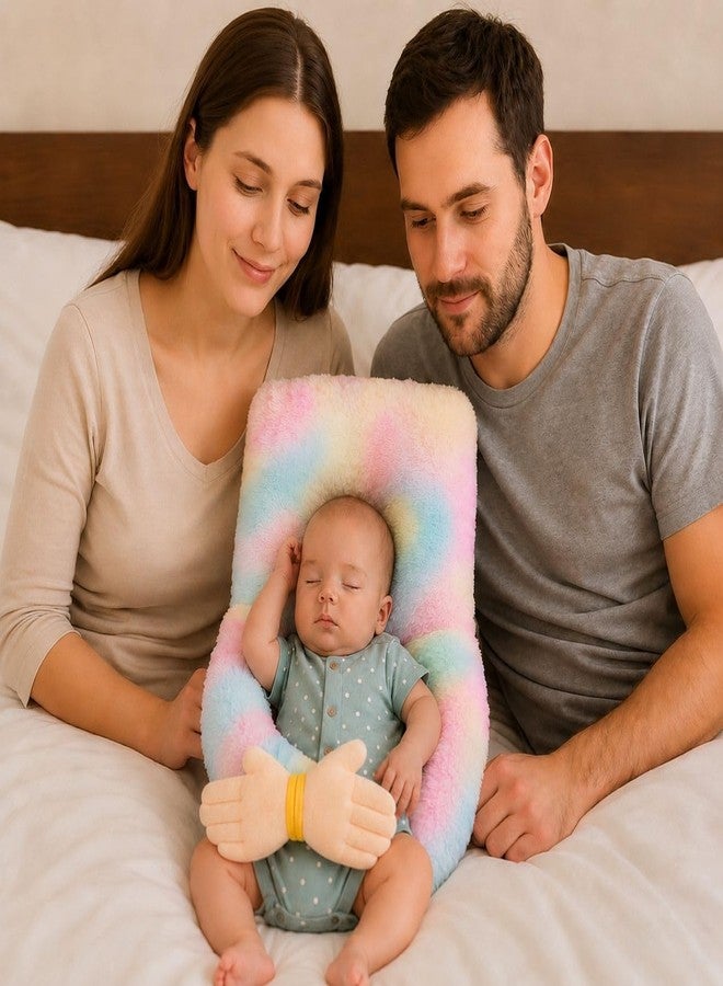 Snugnibble Baby Comfort Cushion Pillow Soft Fur Hugging Sleeping Pillow Multicolor (Plain Rainbow) - Image 3