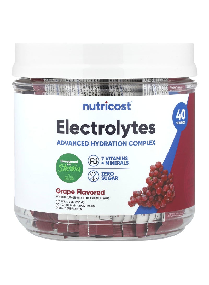Electrolytes, Advanced Hydration Complex, Grape, 40 Stick Packs, 0.1 oz (4 g) Each