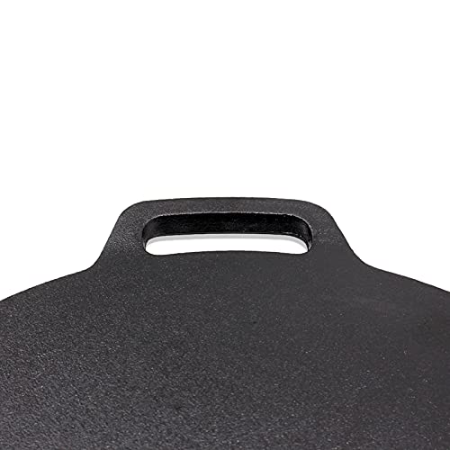 Brightalk 12.6-Inch Cast Iron Roti Tawa, Double Handled Cast Iron Crepe Pan for Dosa, Tortillas - Image 3