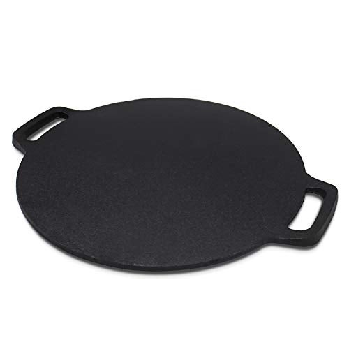 Brightalk 12.6-Inch Cast Iron Roti Tawa, Double Handled Cast Iron Crepe Pan for Dosa, Tortillas - Image 1
