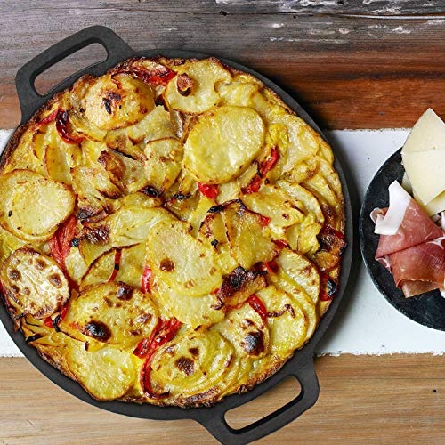 Brightalk 12.6-Inch Cast Iron Roti Tawa, Double Handled Cast Iron Crepe Pan for Dosa, Tortillas - Image 4