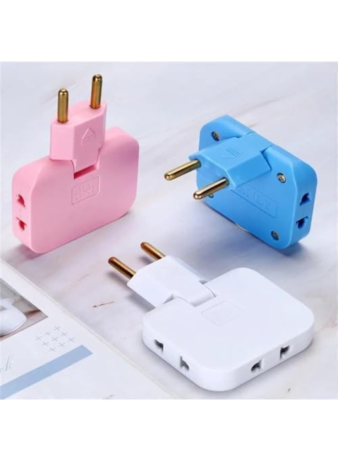 محول قابس حائط دوار 3 في 1 - موزع طاقة ذكي قابل للطي بـ 3 مقابس - لون بينك - تصميم موفر للمساحة ومثالي للسفر - خامات عالية الجودة - Image 3