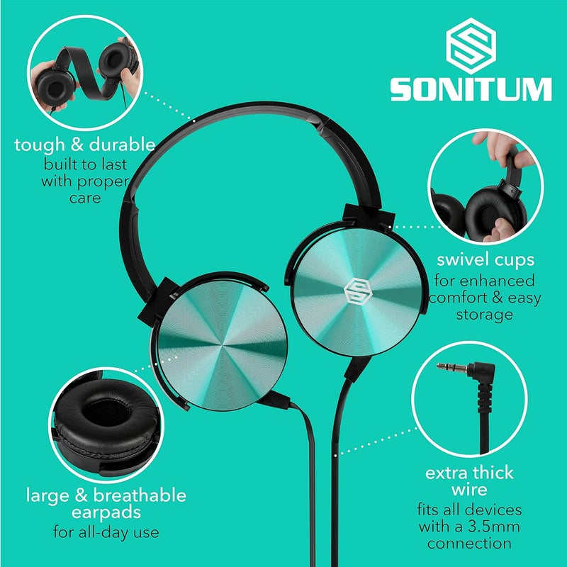 Sonitum Kids Headphones Bulk 5 Pack, Student On Ear Color Varieties, Comfy Swivel Earphones for Classroom, Library, School, Airplane, for Online Learning and Travel, Noise Stereo Sound 3.5mm Jack (Colorful) - Image 4