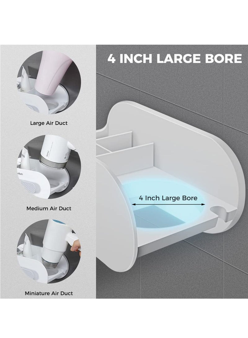 Hair Dryer Holder, Bathroom Organization, Hair Tool Organizer Wall Mount, Tray Stand Storage Bathroom Vanity Countertop with 3 Holes, White - Image 4