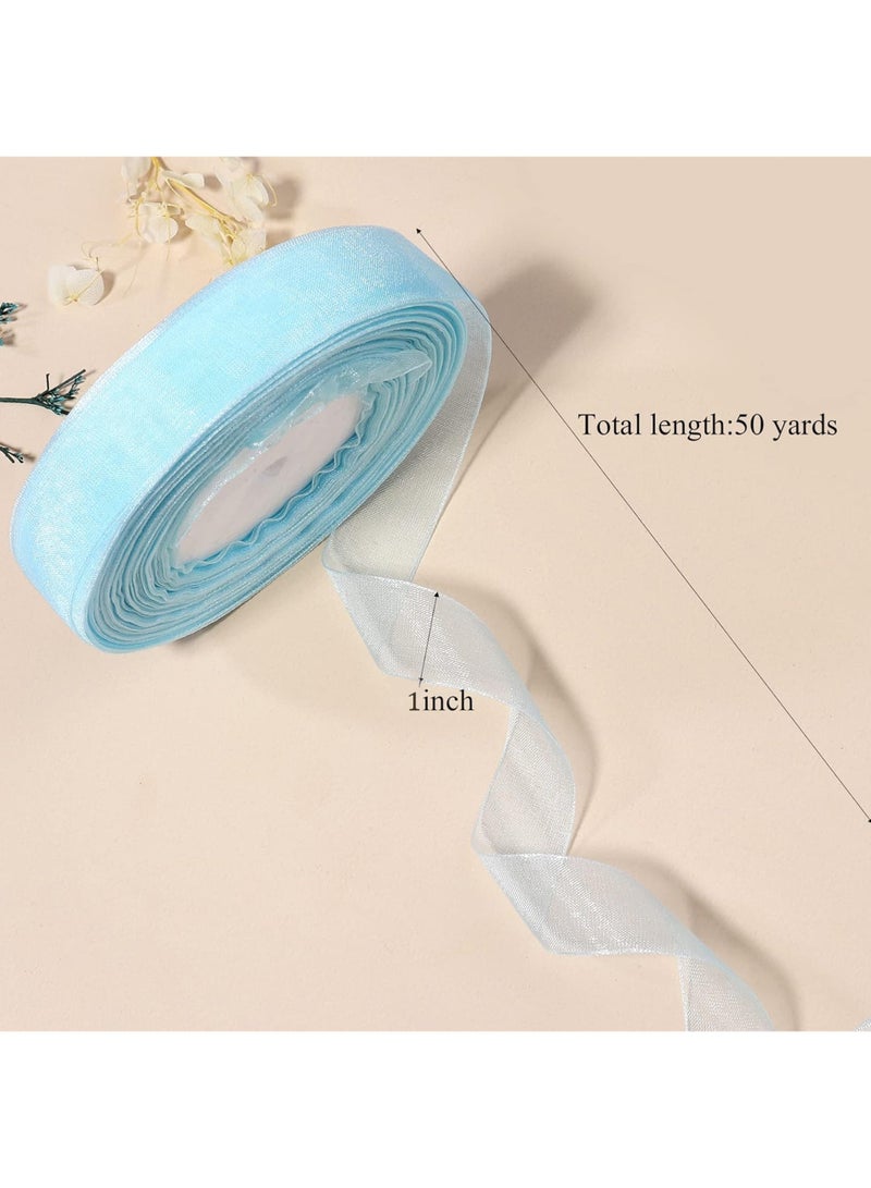 2.5cm Transparent Organza Ribbon, 50 Yards Chiffon Ribbon, Gift Wrapping, Christmas and Halloween Decorations, Wedding Bouquet Crafts - Image 2