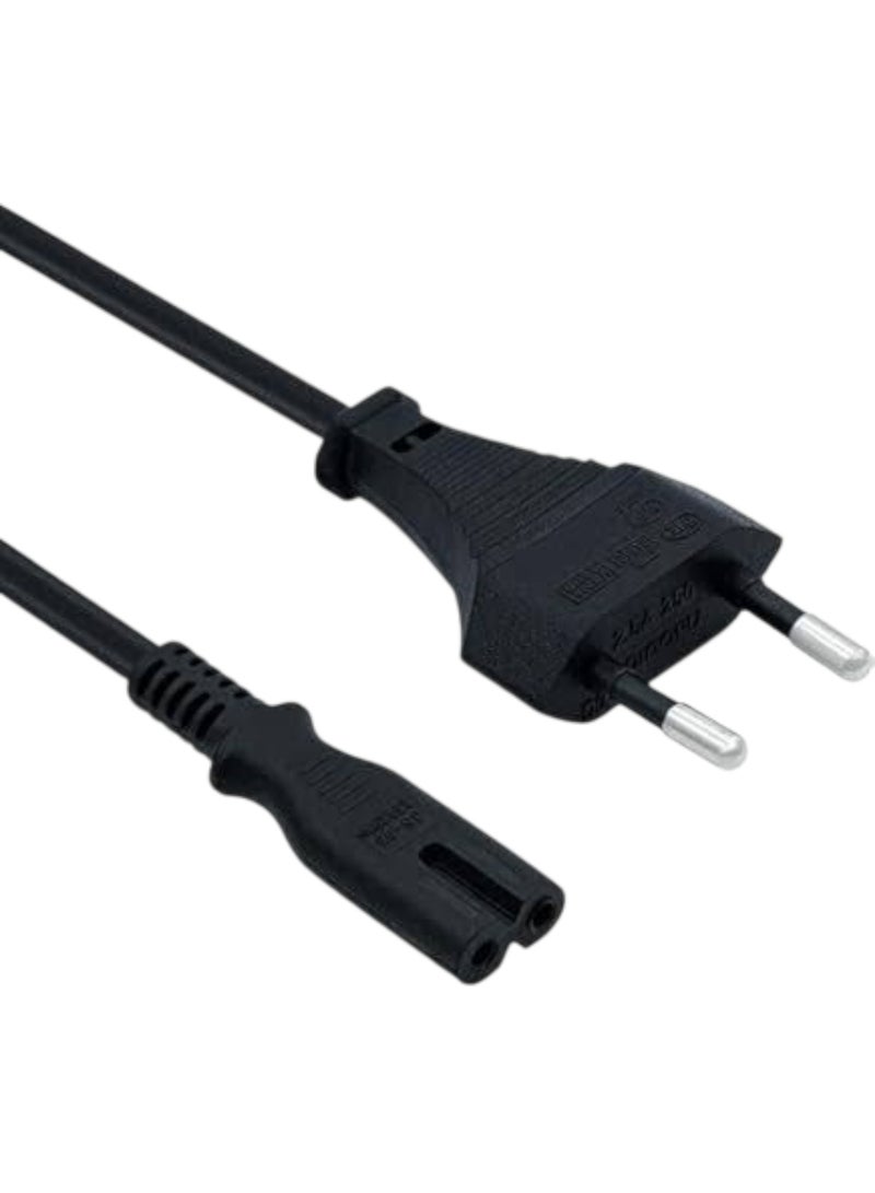 Dual Power Cable 1 Meter AC Power Cable Compatible with Laptop Adapter, Radio, Cassette Tape, PlayStation, Power Supply Adapter and Many Devices (Black) - Image 1