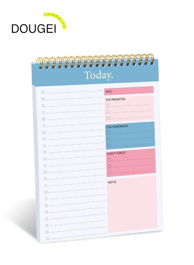دوغي قائمة المهام Notepad - مفكرة المخطط اليومي 52 ورقة غير مؤرخة تمزيق ، منظم إنتاجية قائمة التحقق مع جدول زمني بالساعة للمهام - Image 1