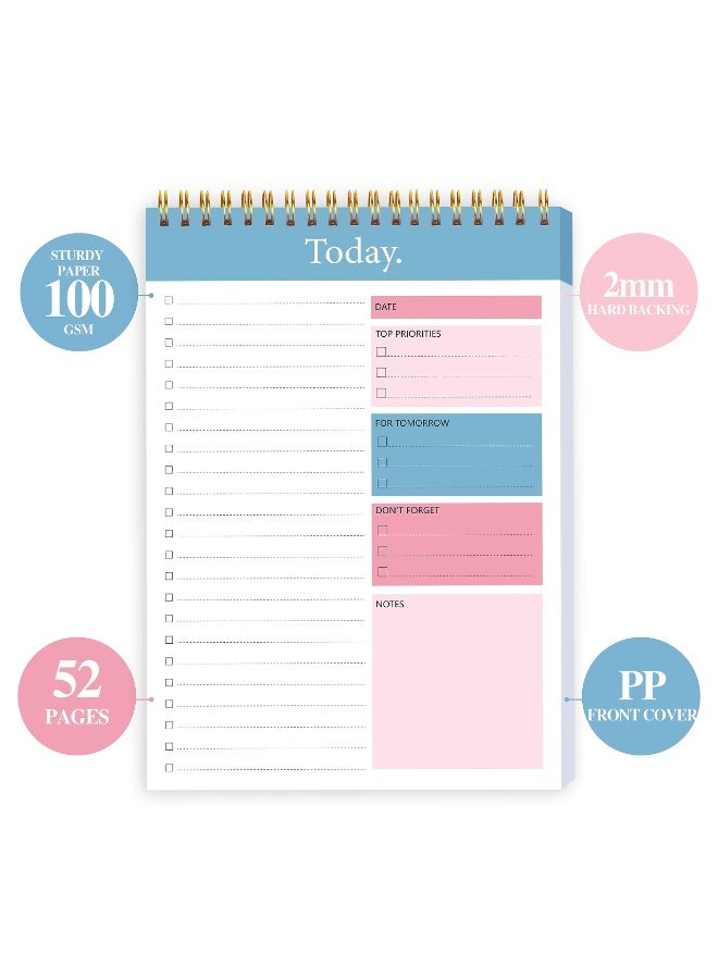 دوغي قائمة المهام Notepad - مفكرة المخطط اليومي 52 ورقة غير مؤرخة تمزيق ، منظم إنتاجية قائمة التحقق مع جدول زمني بالساعة للمهام - Image 5