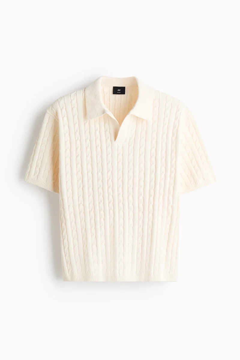 H&M  Relaxed Fit Cable-knit polo shirt for Men | Best Price UAE