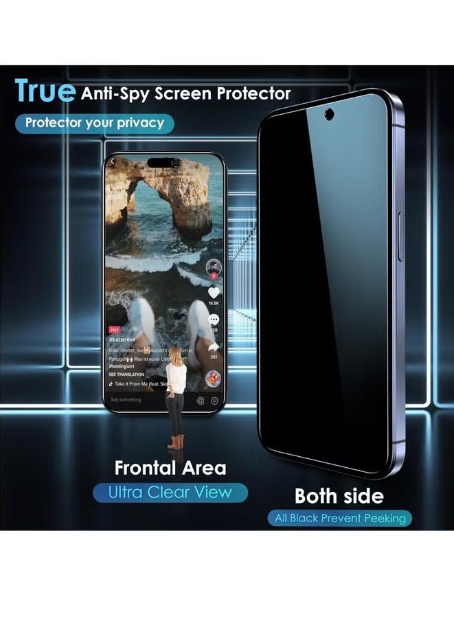 JAJEEK iPhone 15 Pro Max 6.7-Inch Privacy Screen Protector 3-Pack – Full-Coverage Anti-Spy Tempered Glass with Scratch Resistance, Touch Sensitivity, and Edge-to-Edge Protection - Image 4