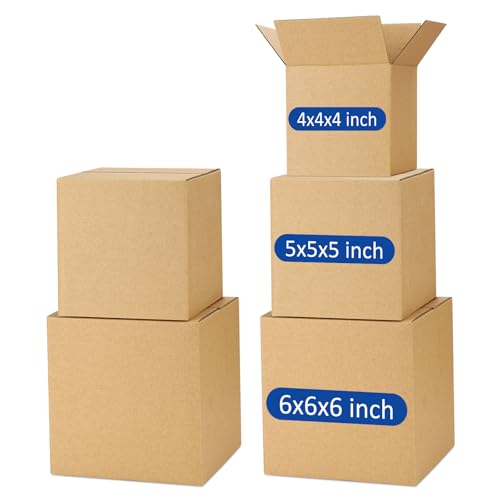 Poever Assorted-Sizes-Shipping-Boxes-45-Pack: 4x4x4 & 5x5x5 & 6x6x6 Small-Shipping-Boxes-Mailers, Brown Corrugated-Cardboard-Boxes-for-Packing-Small-Business Mailing - Image 1