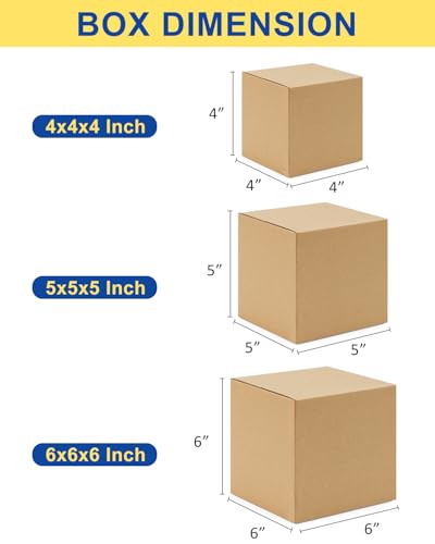 Poever Assorted-Sizes-Shipping-Boxes-45-Pack: 4x4x4 & 5x5x5 & 6x6x6 Small-Shipping-Boxes-Mailers, Brown Corrugated-Cardboard-Boxes-for-Packing-Small-Business Mailing - Image 2