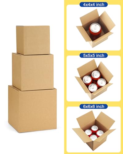 Poever Assorted-Sizes-Shipping-Boxes-45-Pack: 4x4x4 & 5x5x5 & 6x6x6 Small-Shipping-Boxes-Mailers, Brown Corrugated-Cardboard-Boxes-for-Packing-Small-Business Mailing - Image 3