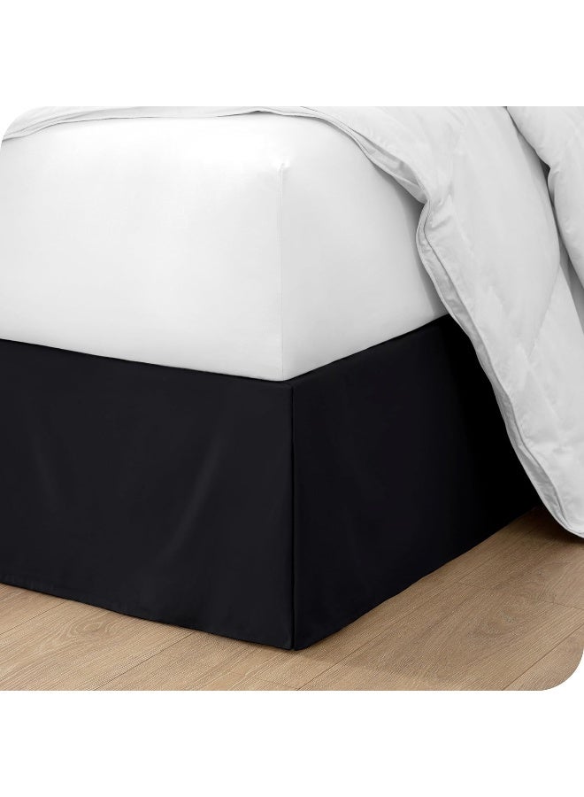 Bare Home Full Bed Skirt 15Inch Tailored Drop Easy Fit Bed Skirt for Beds Center Corner Pleats Full Black - Image 2