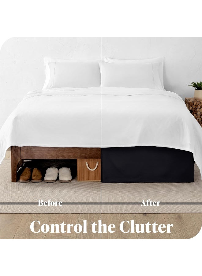 Bare Home Full Bed Skirt 15Inch Tailored Drop Easy Fit Bed Skirt for Beds Center Corner Pleats Full Black - Image 3