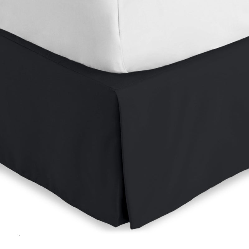 Bare Home Full Bed Skirt 15Inch Tailored Drop Easy Fit Bed Skirt for Beds Center Corner Pleats Full Black - Image 1